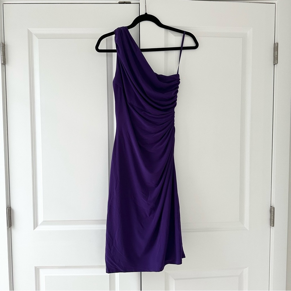 Polo Ralph Lauren One Shoulder Ruched Midi Dress